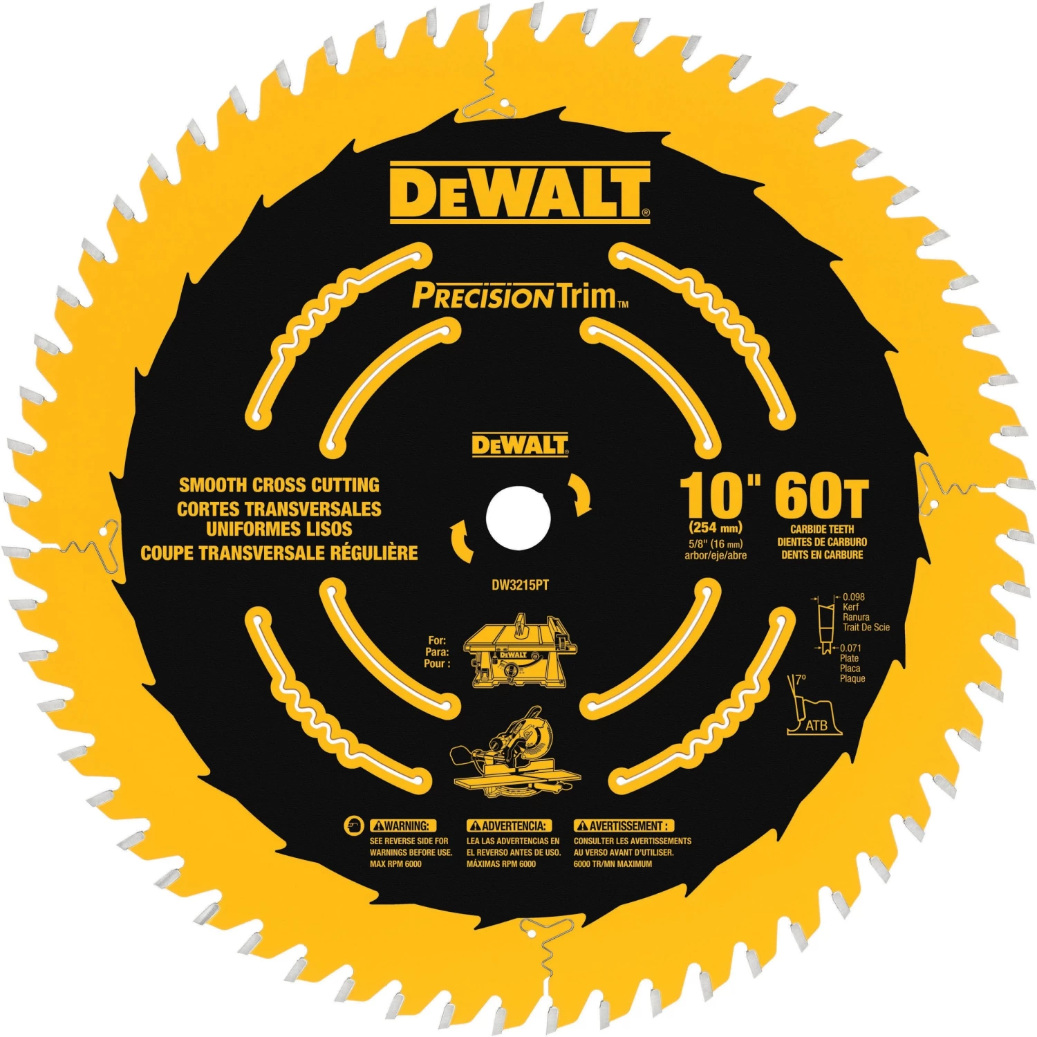 Deals ❤️ DEWALT Circular Saw Blades Precision Trim 10-in 60-Tooth Carbide Miter/Table Saw Blade 👏