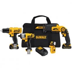 Promo ⭐ DEWALT Power Tool Combo Kits 4-Tool 12-Volt Max Power Tool Combo Kit with Soft Case (2-Batteries and charger Included) ❤️