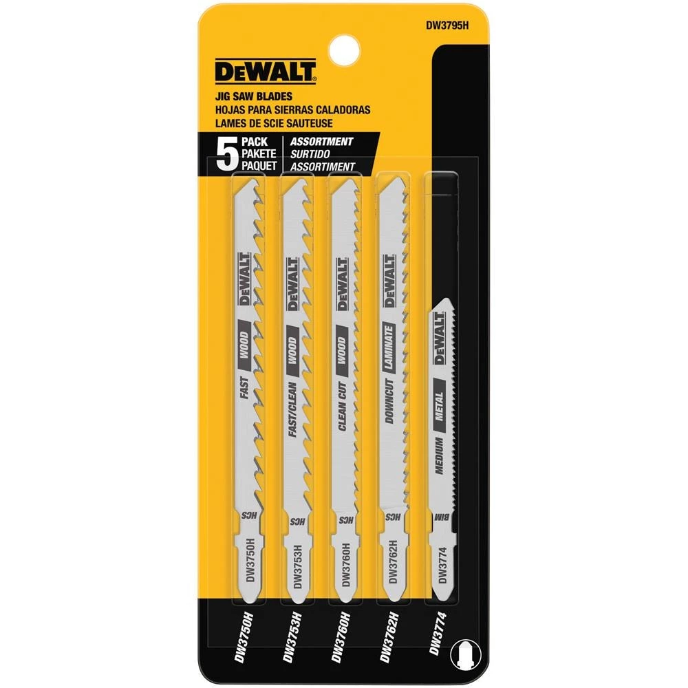 Discount 🔥 DEWALT Jigsaw Blades 5-Pack Set T-shank Bi-metal Jigsaw Blade Set ✔️