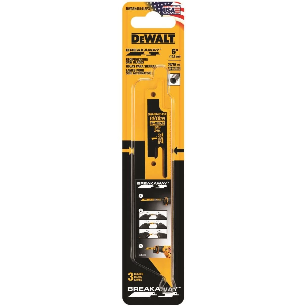 Buy ๐ DEWALT Reciprocating Saw Blades BREAKAWAY 3-Pack Bi-Metal 6-in 14/18-TPI Metal Cutting Reciprocating Saw Blade ๐