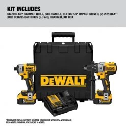 New 🧨 DEWALT Power Tool Combo Kits XR 2-Tool 20-Volt Brushless Power Tool Combo Kit with Hard Case (2-Batteries and charger Included) 😀