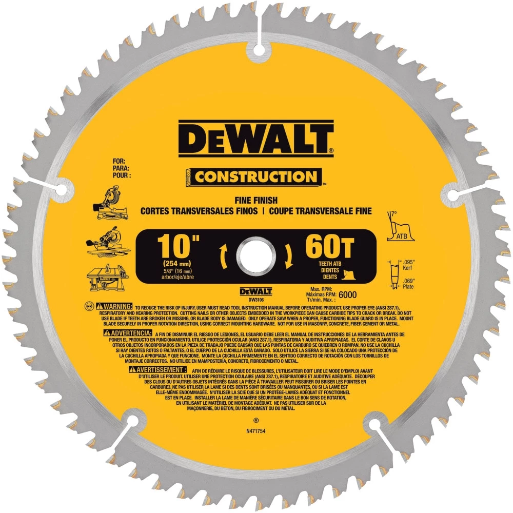 Brand new ✨ DEWALT Circular Saw Blades Construction 10-in 32 and 60-Tooth Carbide Miter/Table Saw Blade Set ⌛ - Image 3