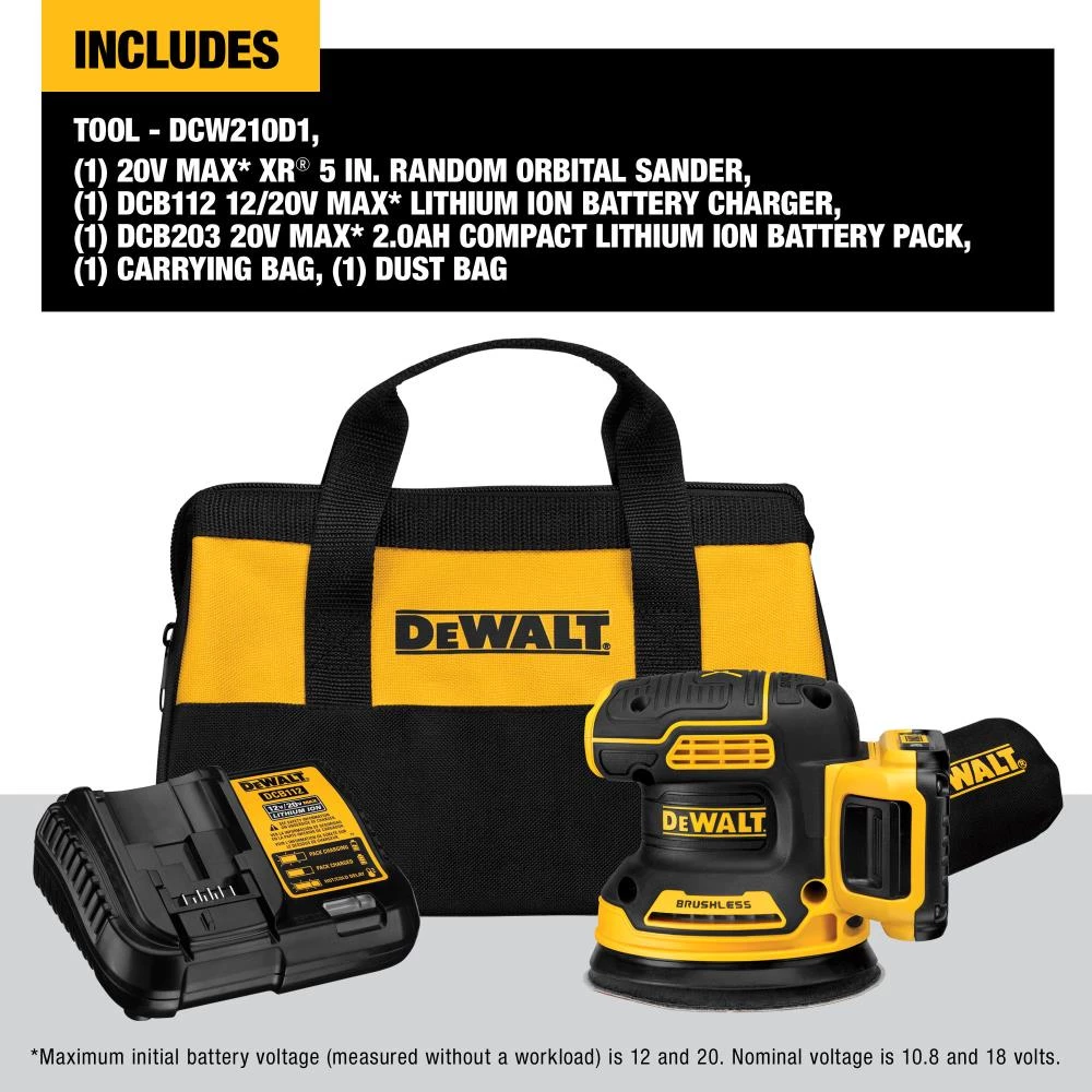 Promo 🥰 DEWALT Power Sanders 20-Volt Brushless Cordless Variable Speed Random Orbital Sander with Dust Management (Battery Included) ❤️ - Image 3