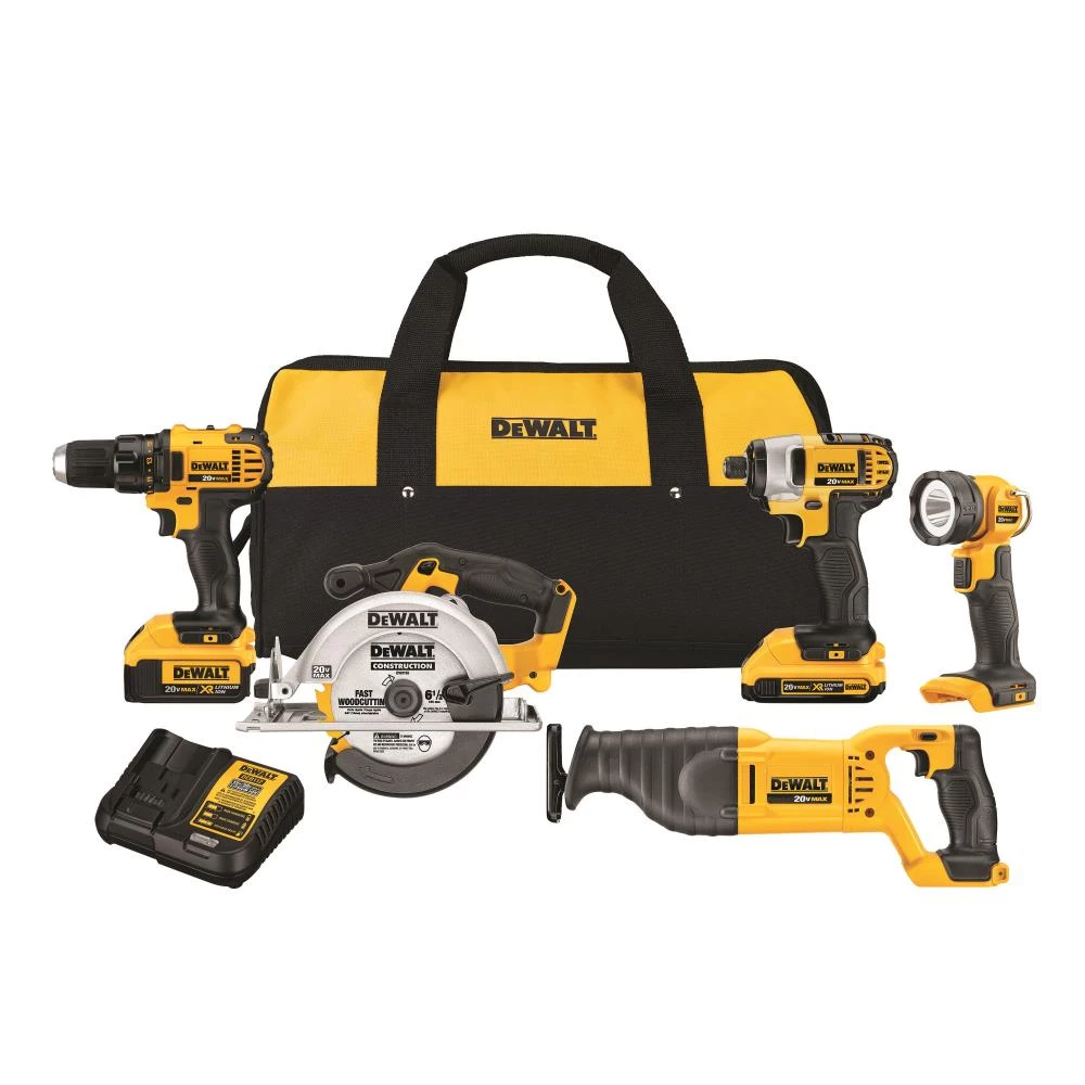 Budget ๐ DEWALT Power Tool Combo Kits 5-Tool 20-Volt Max Power Tool Combo Kit with Soft Case (2-Batteries and charger Included) ๐งจ