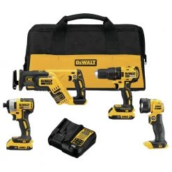 Best Sale 🌟 DEWALT Power Tool Combo Kits 4-Tool 20-Volt Max Brushless Power Tool Combo Kit with Soft Case (2-Batteries and charger Included) 💯