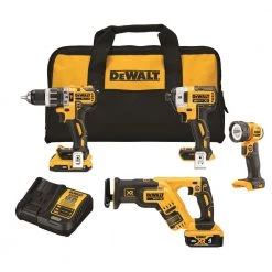 Wholesale 😍 DEWALT Power Tool Combo Kits XR 4-Tool 20-Volt Max Brushless Power Tool Combo Kit with Soft Case (2-Batteries and charger Included) ⌛