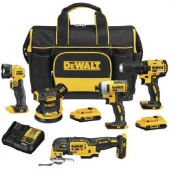 Best deal 🎁 DEWALT Power Tool Combo Kits 5-Tool 20-Volt Max Brushless Power Tool Combo Kit with Soft Case (2-Batteries and charger Included) 🎉