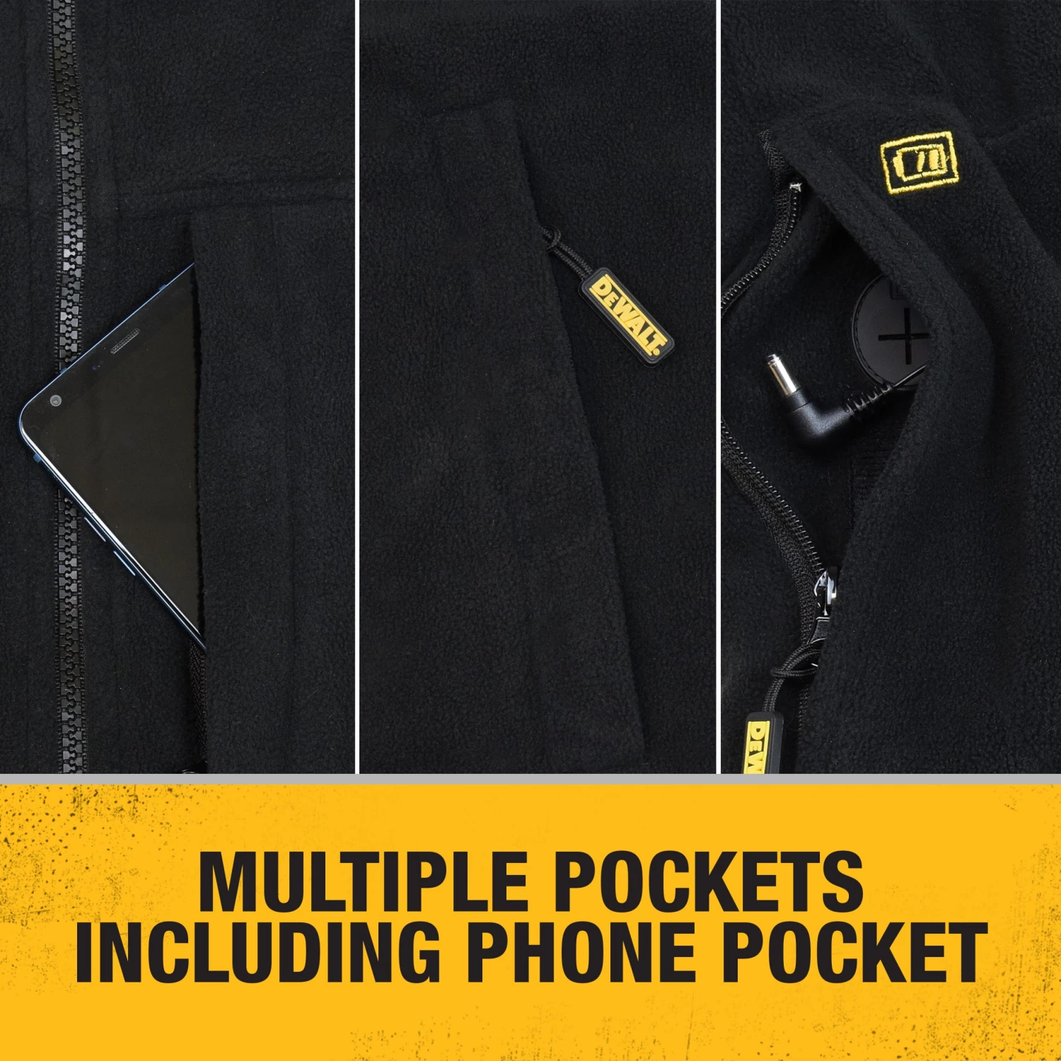 Promo ๐คฉ DEWALT Work Jackets & ๐งฅ Coats Men's DEWALT Heated Reversible Fleece Vest Kit - With Battery, Charger, and Adapter - Black - Large ๐ - Image 4