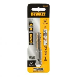 Budget 👍 DEWALT Twist Drill Bits 2-Piece 1/8-in 2-5/8-in Titanium 🧥 Coated Hss Twist Drill Bit 🔥